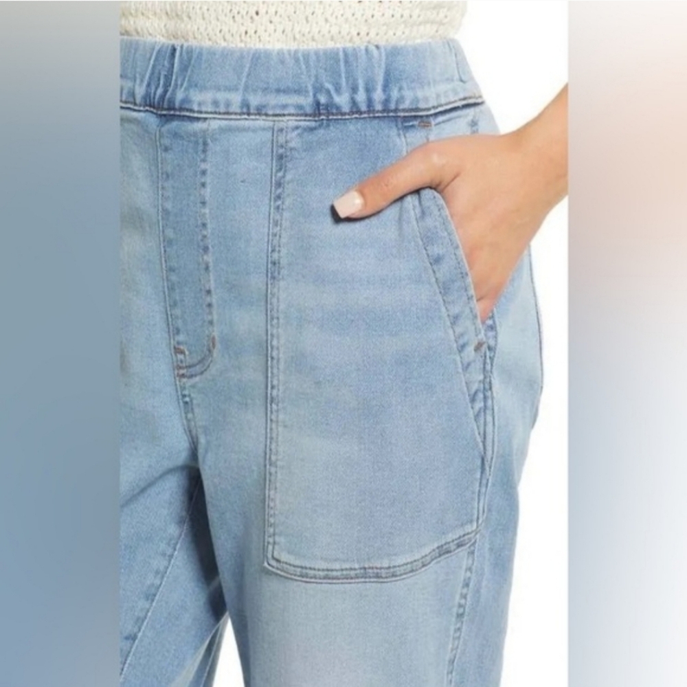 Madewell Pull On Relaxed Women’s Pockets Bellview Wash Denim Jeans Size Small - Picture 5 of 14
